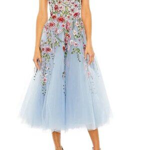 Mac Duggal Embroidered Mesh Floral Sweetheart Neck Sleevele